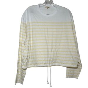 NWT Madewell The Perfect Tie-Waist Tee in Allday Jersey yellow white striped